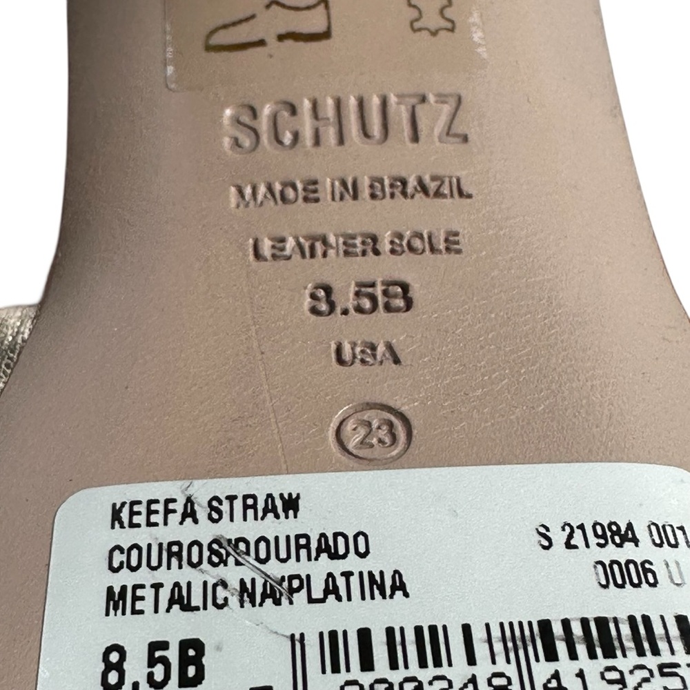 SCHUTZ Keefa Metallic Gold Woven Platform Sandals. Sz: 8.5 - Picture 9 of 13
